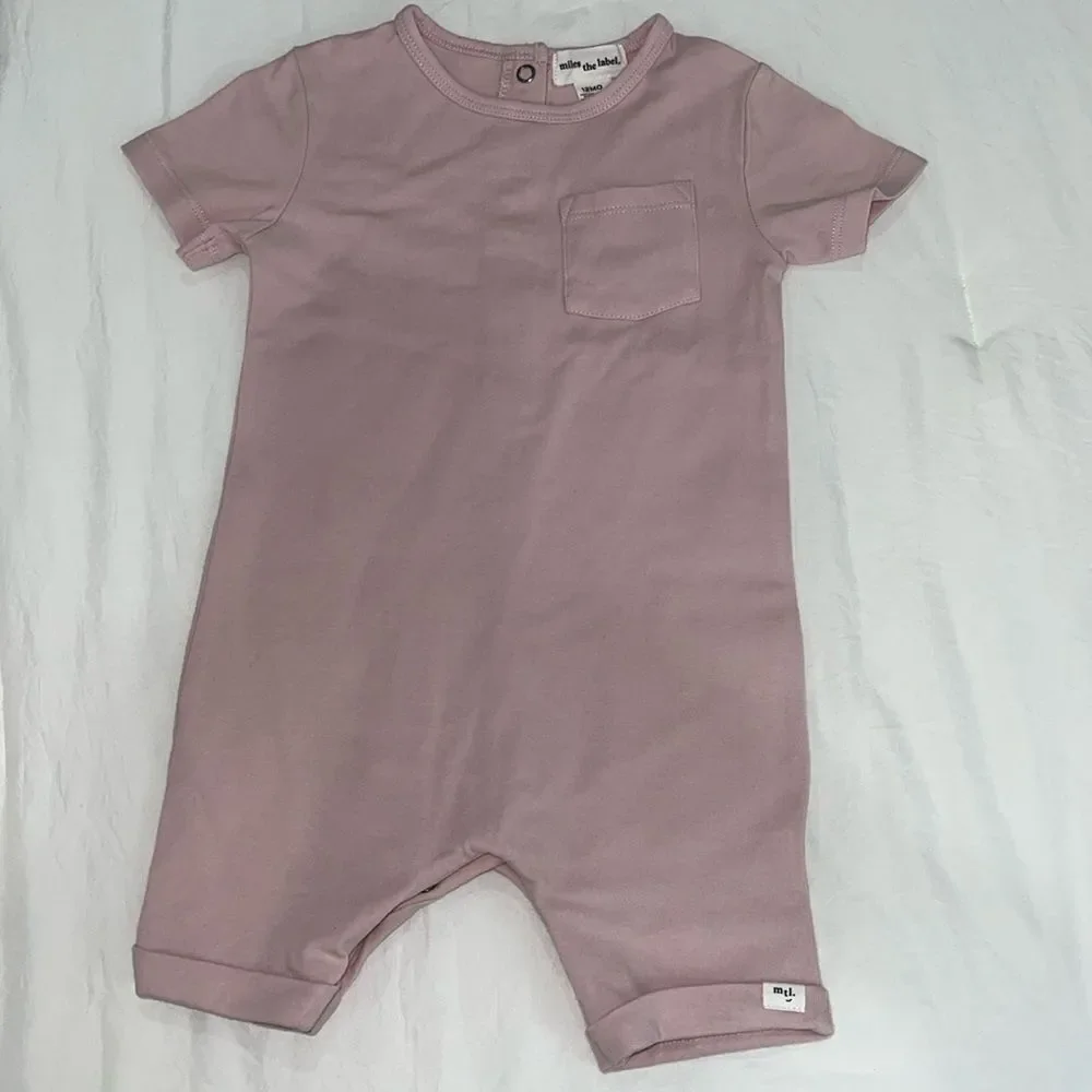MILES THE LABEL BASIC CLOUDY PINK ROMPER 12M